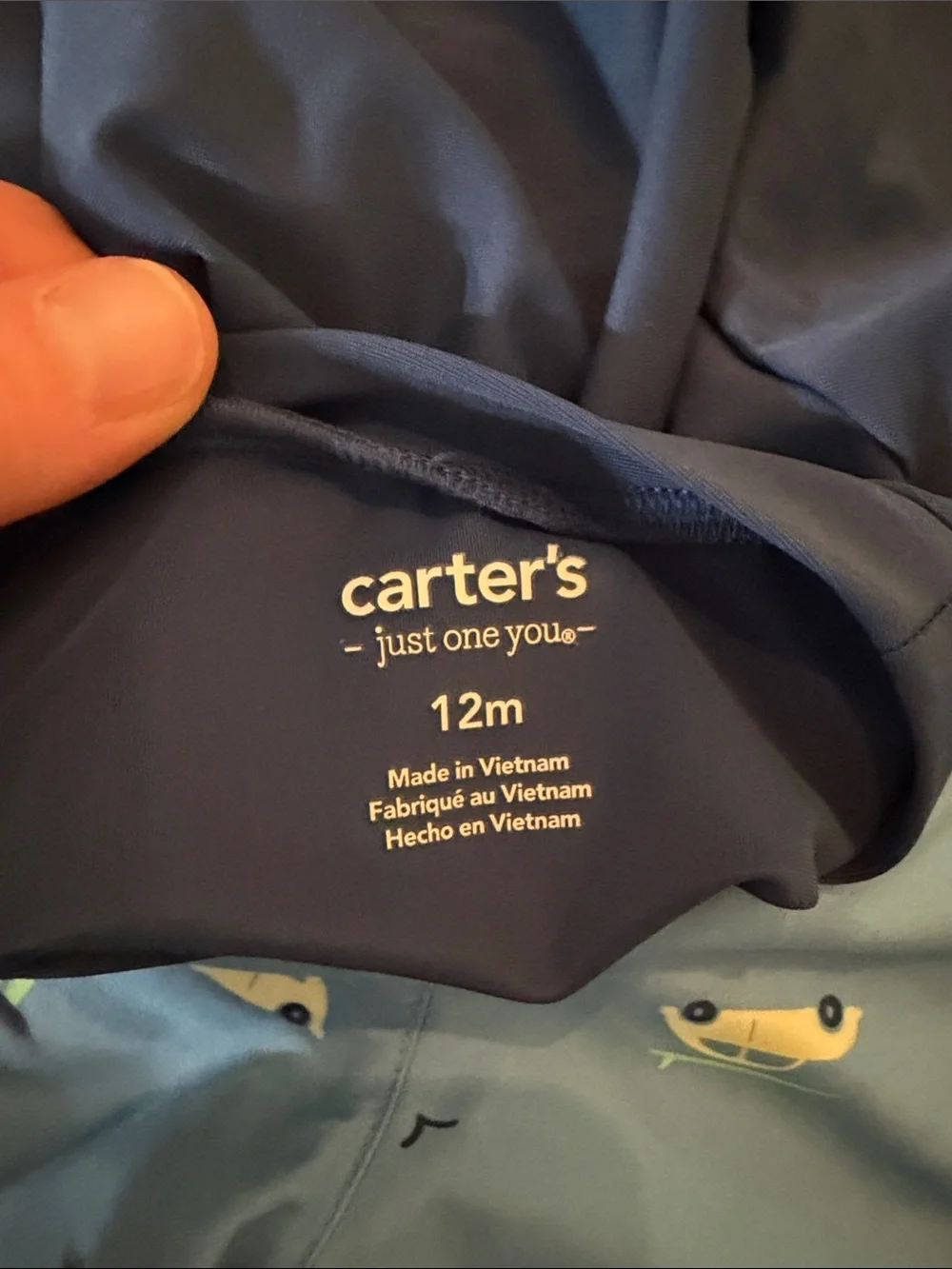 Carter's Navy Rash Guard with Light Blue Tropical Swim Shorts